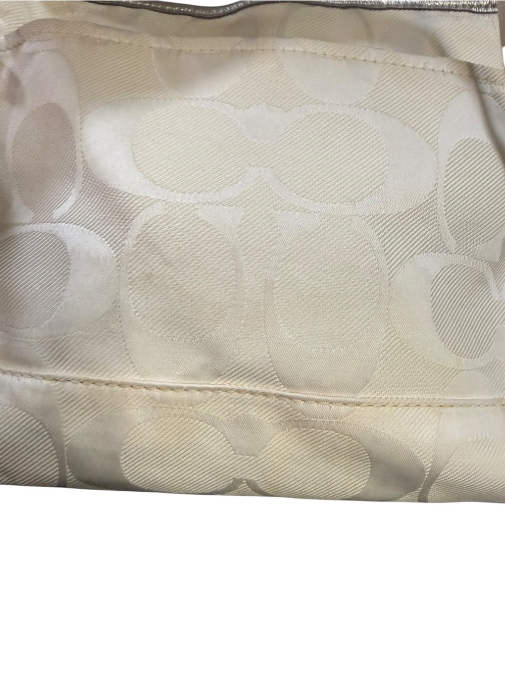 Coach Signature Ivory Jacquard Crossbody Bag Silver Pink Satin Interior 2012 - Picture 9 of 14